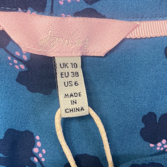 JOULES Rosamund V Neck Woven Top Teal Blossom print size 6 - Picture 6 of 9